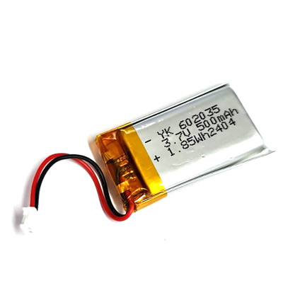 סוללת ליתיום פולימר נטענת Lithium Polymer דגם 500mAh 3.7V LP602035 כולל מחבר Molex